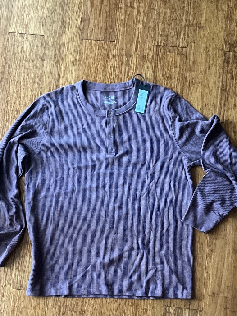 RHONE Men's Long-Sleeve Henley Shirt in Plum